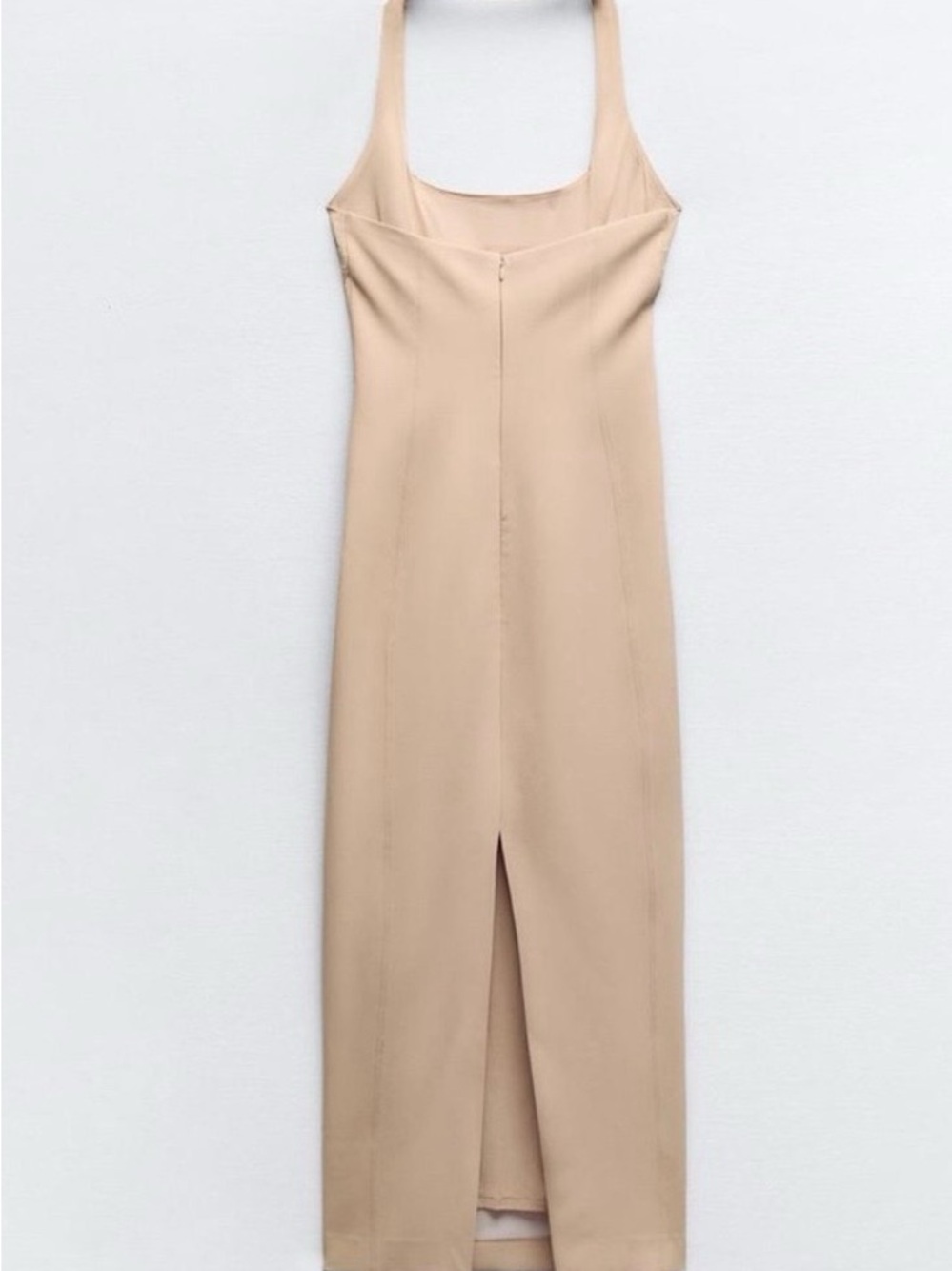 Zara Halter Midi Dress in Beige - Picture 4 of 5